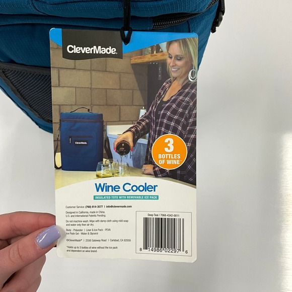 NWT Clevermade Multi Wine Bottle/Can Insulated Tote Strap Removable Ice Pack - Picture 4 of 15